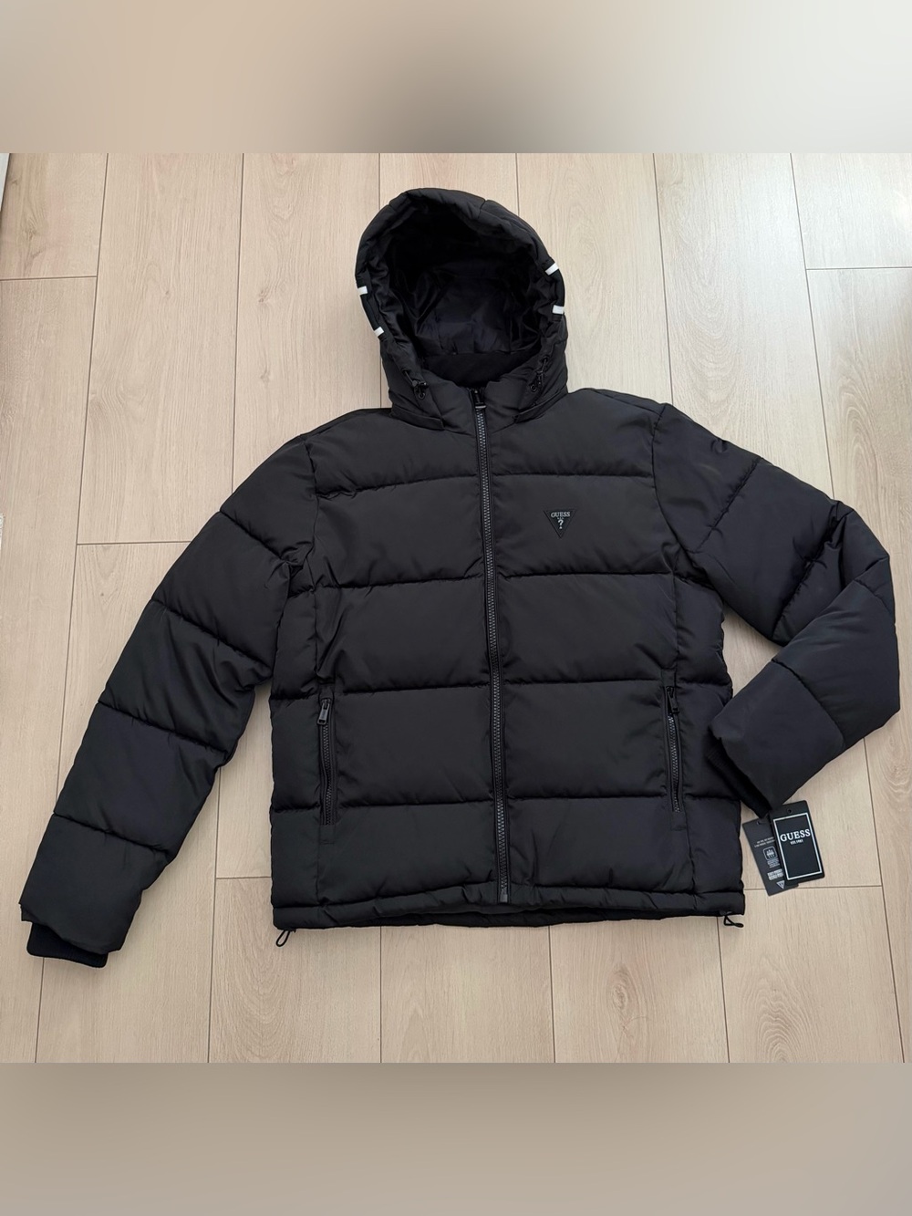 Guess Men’s Black Hooded Puffer Jacket
